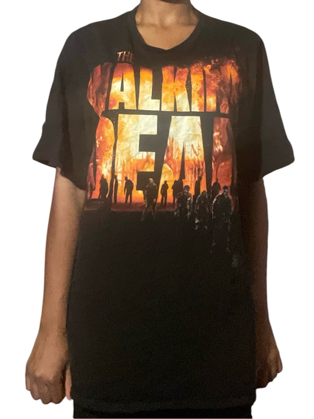The Walking Dead Vintage 2013 AMC TV Show Promo T-Shirt Fire Flames Logo Walkers